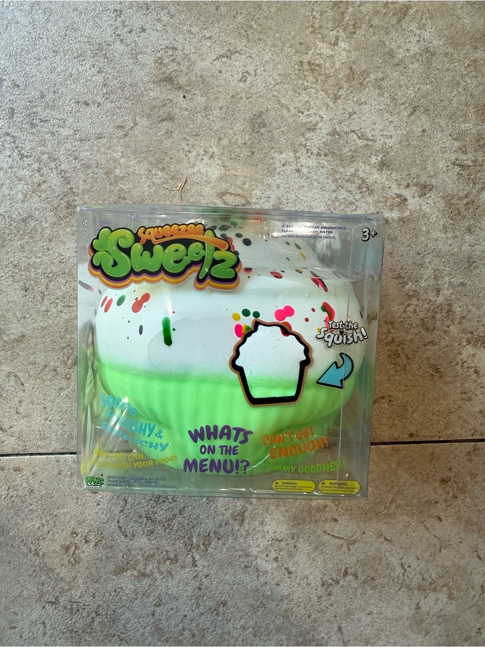 Green & White Cupcake Squishy Toy available in blue and pink as well